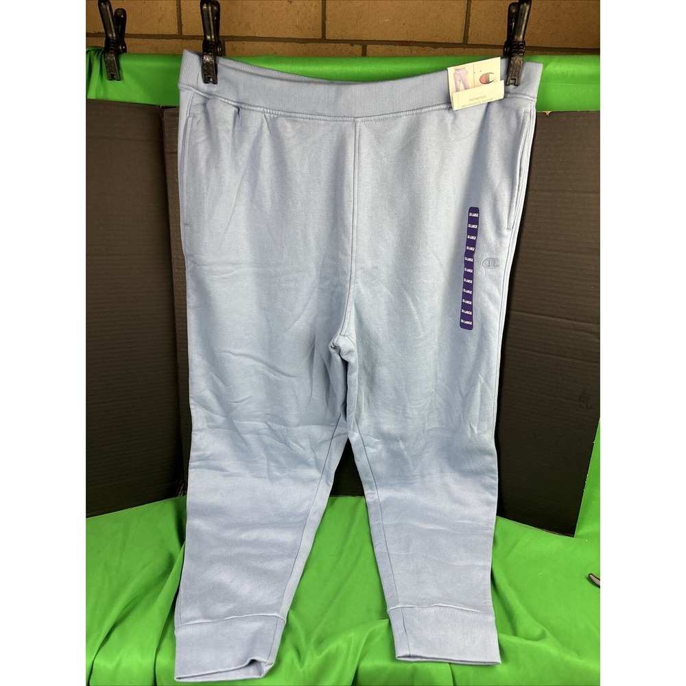 Champion Mens Fleece Jogger Pants XXL Denim Jacket Blue Solid Pockets New